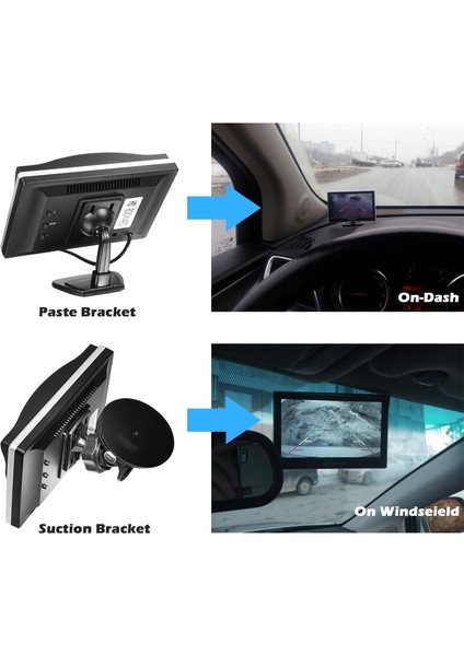 Monitör Stili 5 ''tft LCD Ekran Araba Monitörü Hd Ters Park Monitörü 2 Video Girişi ile Ters Arka Görüş Kamerası Çakmak (Yurt Dışından)