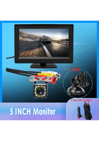 Monitör Stili 5 ''tft LCD Ekran Araba Monitörü Hd Ters Park Monitörü 2 Video Girişi ile Ters Arka Görüş Kamerası Çakmak (Yurt Dışından)