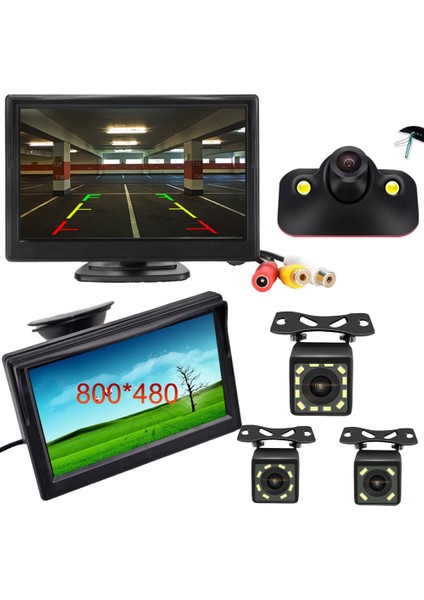 Pembe Tarzı Araba Monitörü Için 5 Inç Mal Tft LCD Dijital 800*480 16:9 Ekran 2 Yönlü Video Girişi Veya Kablosuz Ters Arka Görüş Kamerası Park (Yurt Dışından)