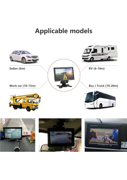 10 M-Kablo Stili Qplove 7 Inç Kablolu Monitör Tft LCD Arka Görüş Kamerası Kamyon Otobüs Park Dikiz Sistemi Için Iki Parça Arka Kamera Monitörü (Yurt Dışından)