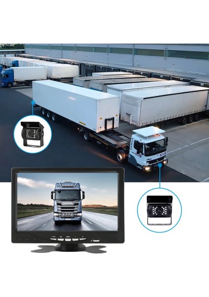 10 M-Kablo Stili Qplove 7 Inç Kablolu Monitör Tft LCD Arka Görüş Kamerası Kamyon Otobüs Park Dikiz Sistemi Için Iki Parça Arka Kamera Monitörü (Yurt Dışından)