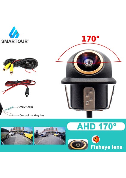 Ahd 170 Derece Smartour Ahd 180 Derece Balıkgözü Lens Araba Arka Yan Ön Görüş Kamerası Geniş Açı Geri Yedekleme Kamerası Gece Görüş Su Geçirmez (Yurt Dışından)