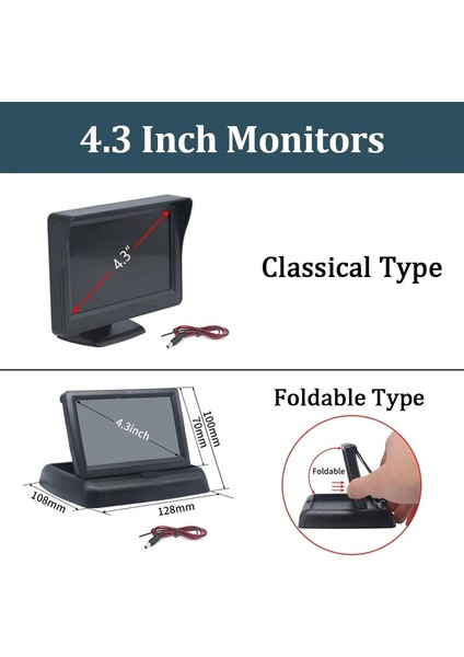 202-IR Kamera Stili Sınovcle Araba Monitörü Dikiz Park Aynası 4.3/5 Inç Hd Video Girişi Dikiz Kameralı Gece Görüşlü Yedekleme Pal/ntsc (Yurt Dışından)
