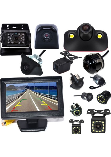 Siyah Stil Arka Görüş Ters Kamera Için Araba Monitör Ekranı Tft LCD Ekran Hd Dijital Renkli 4.3 Inç Pal Ntsc (Yurt Dışından)