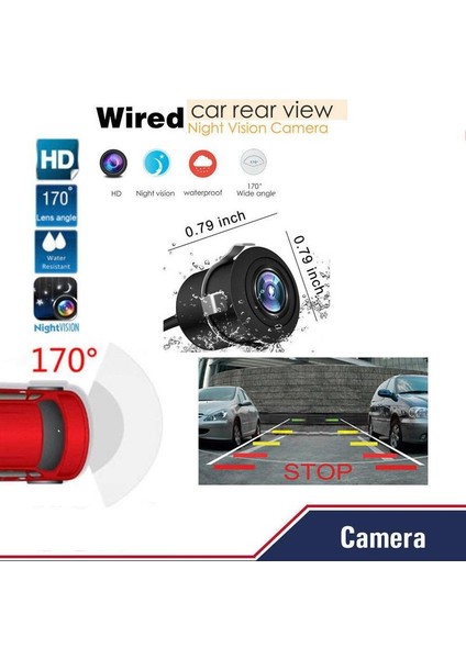 A Araba Dikiz Kamera Ccd Gece Görüş Geri Kamera Oto Park Yedekleme Görüntü Monitörü Su Geçirmez Hd Geniş Görüş Açısı (Yurt Dışından)