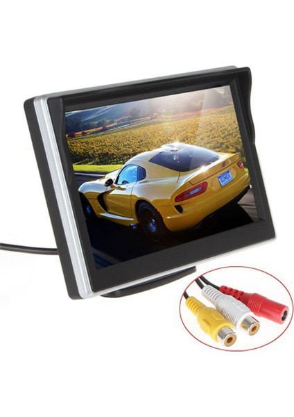 Yalnızca Siyah Monitör Stili 5 Inç Tft LCD Ekran Araba Monitörü HD800 * 480 2 Video Girişli Geri Park Monitörü, Dikiz Kamerası Isteğe Bağlı (Yurt Dışından)
