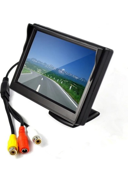 Yalnızca Siyah Monitör Stili 5 Inç Tft LCD Ekran Araba Monitörü HD800 * 480 2 Video Girişli Geri Park Monitörü, Dikiz Kamerası Isteğe Bağlı (Yurt Dışından)