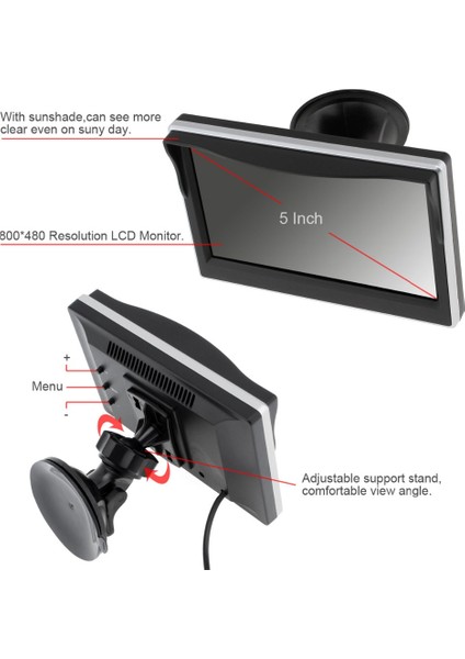 420TV Gece Kamerası Stili 5.0 Inç Araba Monitör Tft LCD 800*480 Dijital Renkli Ekran 2 Yönlü Video Girişi Dikiz Yedekleme Ters Kamera DVD VCD Dc 12V (Yurt Dışından)