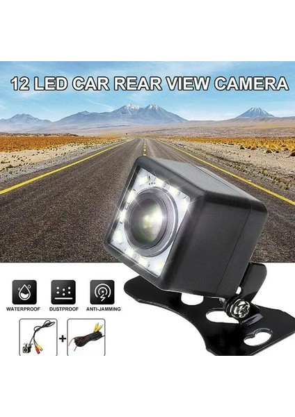 Gösteri Olarak 12 LED Araba Dikiz Kamerası Evrensel Gece Görüş Yedekleme Park Ters Kamera Su Geçirmez 170 Geniş Açı Hd Renkli Görüntü (Yurt Dışından)