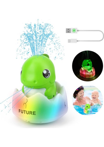 6-12 Aylık Bebeklere Uygun Bebek Partisi Oyuncakları, Geliştirilmiş Su Geçirmez Tasarımlı Işıldayan Duş Oyuncakları, Su Spreyli Dinozor Duş Oyuncakları (Yurt Dışından)
