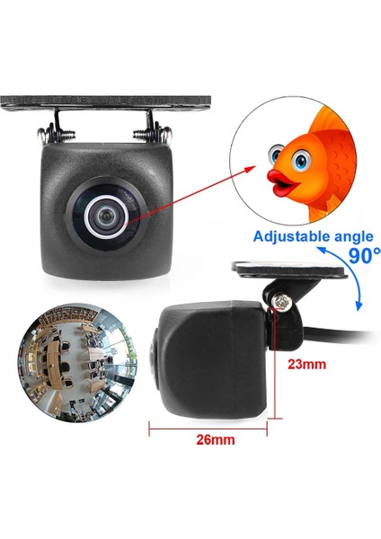 A-680X480-120DEG Greenyi 1080P Ahd 170 ° Araba Arka Görüş Kamerası Araç Ters Siyah Balıkgözü Lens Su Geçirmez Gece Görüş Evrensel (Yurt Dışından)