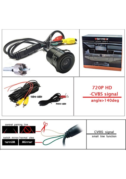 12V Tarzı Sonyccd Ccd 180DEG Yüksek Li Balık Gözü Görünümü Ccd Hd Araba Kamerası Otomatik DVD Gps Park Yardımı Ön / Arka Görüş Evrensel Kamera Dinamik Kamera (Yurt Dışından)