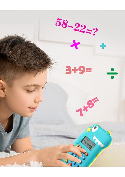 Çocuklar Için Elektronik Matematik Oyunları 4 6 8, Çocuklar Için Müzikli Dinozor Hesap Makinesi, Toplama, Çıkarma, Çarpma ve Bölme, Öğrenme Eğitici Oyuncaklar Mavi (Yurt Dışından)