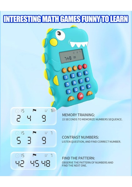 Çocuklar Için Elektronik Matematik Oyunları 4 6 8, Çocuklar Için Müzikli Dinozor Hesap Makinesi, Toplama, Çıkarma, Çarpma ve Bölme, Öğrenme Eğitici Oyuncaklar Mavi (Yurt Dışından)