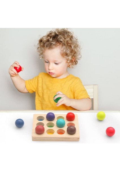 Ahşap Renk Ayırma Topları Oyunu Peg Board Gökkuşağı Renk Eşleştirme Oyuncaklar 12 Adet Faaliyetleri Topları Montessori Oyuncaklar Bebekler Için (Yurt Dışından)