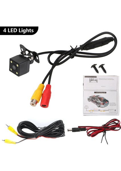 12V Tarzı 4 LED LED Gece Görüş Araba Arka Görüş Kamerası 170 ° Geniş Açı Yedekleme Park Ters Kamera Evrensel Lens Balıkgözü (Yurt Dışından)