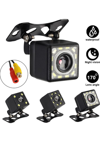 12V Tarzı 4 LED LED Gece Görüş Araba Arka Görüş Kamerası 170 ° Geniş Açı Yedekleme Park Ters Kamera Evrensel Lens Balıkgözü (Yurt Dışından)