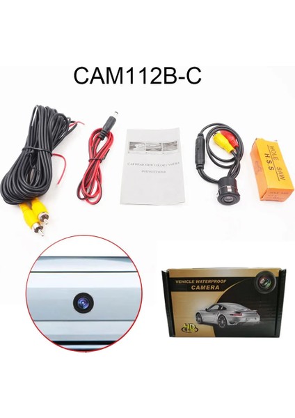 CAM112B-C Hd Balık Gözü Araba Ters Dikiz Yedekleme Kamera Park Hattı Otomatik LED Arka Kamera Trasera Gece Görüş 170 Derece Su Geçirmez (Yurt Dışından)