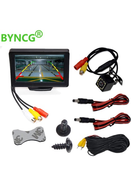 Altın Byncg Araba Dikiz Kamerası 4.3 Inç Masa Monitörü ile Tft Ayna Park Ters Yedekleme Sistemi Için Gece Görüş Su Geçirmez (Yurt Dışından)