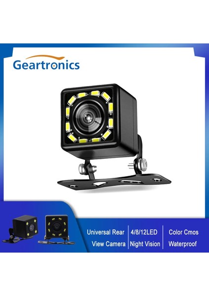 4 LED Evrensel Araba Arka Görüş Kamerası 4/8/ 12 LED Işık Gece Görüşü Su Geçirmez IP67 170 ° Geniş Açı Hd Geri Dönüş Kamerası (Yurt Dışından)