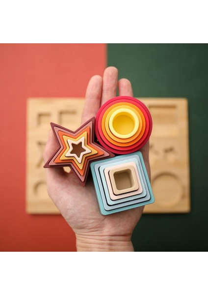 Bebek Silikon Şekilli Bulmaca, Bebek Istifleme Oyuncakları ve Diş Çıkarma Oyuncakları, 3m Bebekler Için Silikon Istifleme Blokları Montessori Oyuncakları, Bpa Içermez (Yurt Dışından)