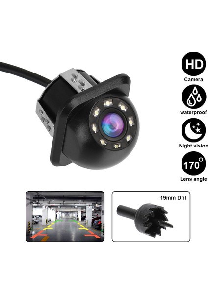 8 Ledli D Android DVD Oynatıcı Için Dc 12V Park Yardım Kiti Araba Dikiz Kamera Gece Görüş 170 ° Geniş Açı 1280X720 Lens Balıkgözü (Yurt Dışından)