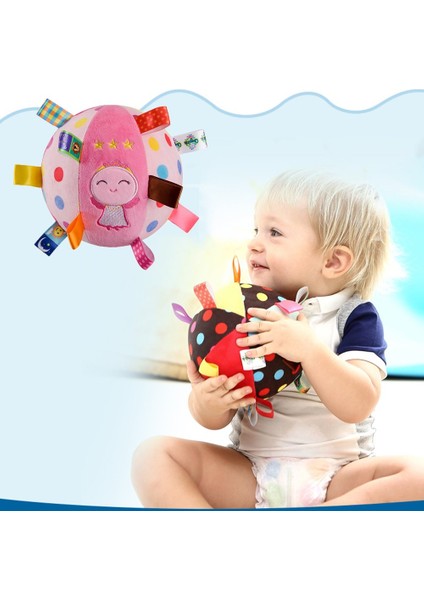 Bebekler Için Yumuşak Çıngırak Topu Yürümeye Başlayan Peluş Duyusal Renkli Etiketli Çan Hediye Topu, Pembe (Yurt Dışından)