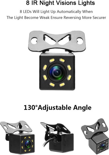8 LED Evrensel Araba Arka Görüş Kamerası 12 LED Gece Görüş Geri Otomatik Park Yardım Monitörü Ccd Su Geçirmez Geniş Derece Hd Video (Yurt Dışından)