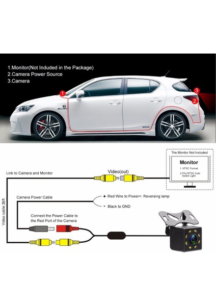 8 LED Evrensel Araba Arka Görüş Kamerası 12 LED Gece Görüş Geri Otomatik Park Yardım Monitörü Ccd Su Geçirmez Geniş Derece Hd Video (Yurt Dışından)