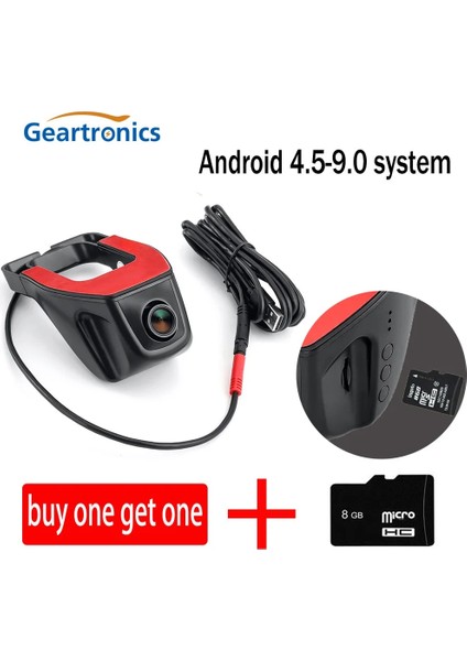 8g-Android 4.5-9.0 Araba Dvr Dash Kamera Sub Dvr Araba Kamera Gps Oynatıcı Dijital Video Gece Görüş Hd 720 P Kayıt Cihazı Kaydedici Android Sistemi (Yurt Dışından)