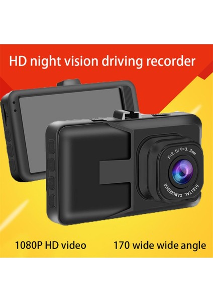 Siyah Full Hd 1080P 3 "suv Araba Sürüş Kaydedici Çizgi Kam Araç Kamera Dvr Dashcam Hareket Algılama ile Gece Görüş G Sensörü (Yurt Dışından)
