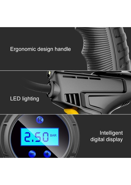 Kablolu Dijital 120W Şarj Edilebilir Hava Kompresörü Kablosuz Şişme Pompa Taşınabilir Hava Pompası Araba Lastik Şişirme Dijital Araba Bisiklet Topları Için (Yurt Dışından)