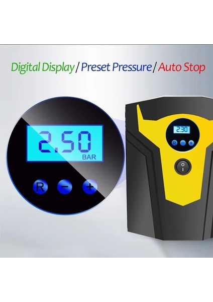 Işaretçi Stili Taşınabilir I Araba Lastik Şişirme Dijital Ekran Hava Kompresörü Pompası, LED Işıklı DC12V Araba Motosiklet Için Pompa (Yurt Dışından) indirimleri