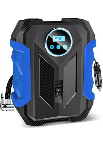 Mavi Dijital Dijital Lastik Şişirme Taşınabilir Araba Hava Kompresörü Pompası Oto Araba Motosikletler Için Hava Pompası Bisikletler Dc 12 Volt LED Işık (Yurt Dışından)