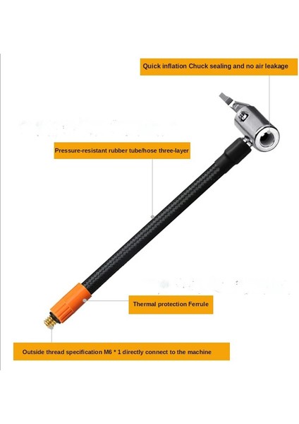 M6-40CM Uzunluk Şişirme Pompası Memesi Lastik Şişirme Pompası Uzun Tüp Valf Hava Şişirme Tüpü Aksesuarları (Yurt Dışından)