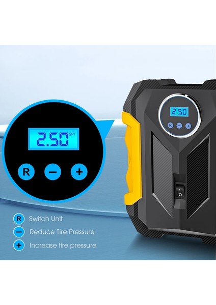 Mavi Dijital Dijital Lastik Şişirme Taşınabilir Araba Hava Kompresörü Pompası Oto Araba Motosikletler Için Hava Pompası Bisikletler Dc 12 Volt LED Işık (Yurt Dışından) indirimleri