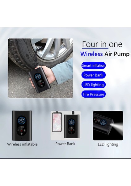150PSI Taşınabilir Araba Hava Kompresörü Elektrikli Kablosuz Lastik Şişirme Hava Pompası Araba Motosiklet Için Şarj Edilebilir Akıllı Dijital Oto (Yurt Dışından) modelleri