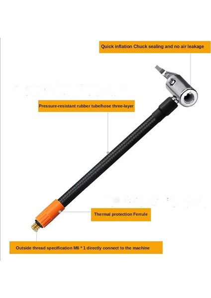 M6-30CM Uzunluk Şişirme Pompası Memesi Lastik Şişirme Pompası Uzun Tüp Valf Hava Şişirme Tüpü Aksesuarları (Yurt Dışından)