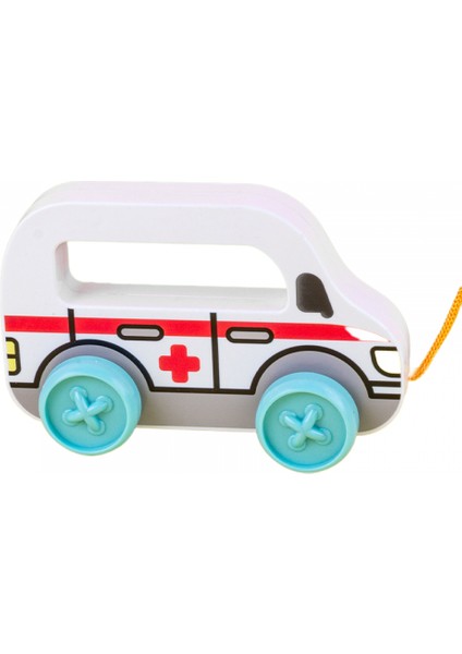 Stoy Ahşap Bebek Traktör Çekme Araba El Çekme Halatı Çekme Hattı Yürümeye Başlayan Çekiş Ambulans (Yurt Dışından)