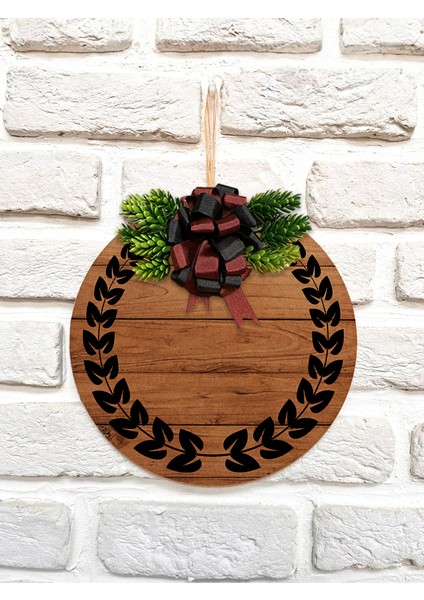 Çelenk Tasarımlı Ahşap Desenli Mdf Kapı Süsü