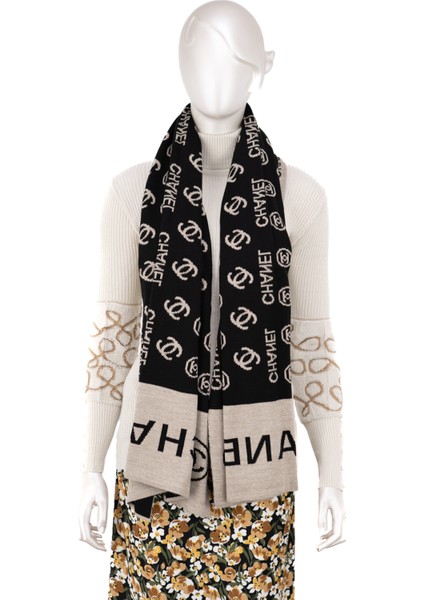 Kadın Kışlık Pamuklu Iplikten Dokuma Bilinen Harf Desenli Geniş Tarz Atkı Şal