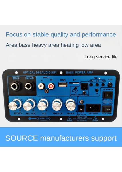 Araba Bluetooth Dijital Amplifikatör Kurulu Çift Mikrofon Bluetooth 5.0 Stereo Amplifikatör Subwoofer Karaoke Amplifikatör Abd Tak (Yurt Dışından)