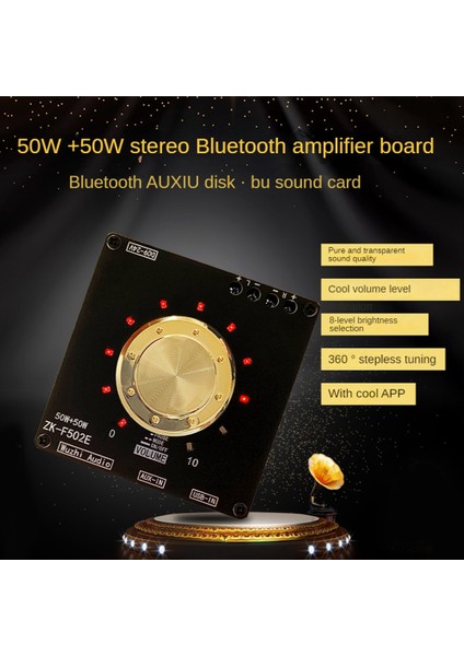 ZK-F502E Bluetooth Amplifikatör Kartı, Dc Kablolu Bt5.1 50W+50W 2.0 Kanal Lc Filtre Stereo Soğuk Ses Göstergesi (Yurt Dışından)