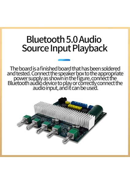 TPA3116 Bluetooth Amplifikatör Kartı 2.1 Kanal Yüksek Güçlü Bluetooth 5.0 Ses Amplifikatörleri DC12V-24V 2X50W+100W (Yurt Dışından)