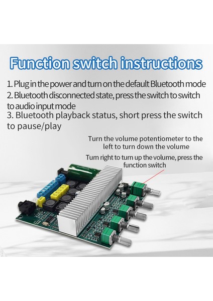 TPA3116 Bluetooth Amplifikatör Kartı 2.1 Kanal Yüksek Güçlü Bluetooth 5.0 Ses Amplifikatörleri DC12V-24V 2X50W+100W (Yurt Dışından)