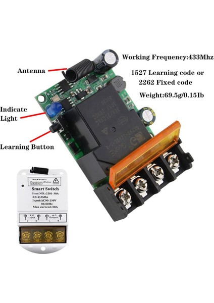 433MHZ Kablosuz Uzaktan Kumandalı Anahtar Ac 110V/120V/220V/30A 1ch Röle Rf Pompa Güvenlik Sistemi Için Uzaktan Kumanda Işık Anahtarları (Yurt Dışından)