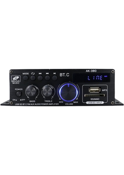 AK380 800W 12V Güç Amplifikatörü Bluetooth Stereo Ev Araba Bass Ses Amp Müzik Çalar Araba Hoparlörü D Sınıfı Fm Usb/sd (Yurt Dışından)