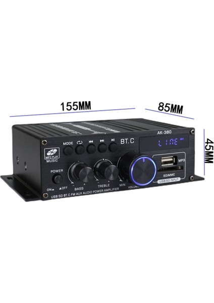 AK380 800W 12V Güç Amplifikatörü Bluetooth Stereo Ev Araba Bass Ses Amp Müzik Çalar Araba Hoparlörü D Sınıfı Fm Usb/sd (Yurt Dışından)