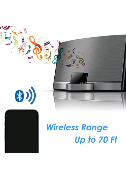 I-Wave 30 Pin Bluetooth 5.1 Ses Alıcısı Müzik Mini Kablosuz Adaptör iPhone Ipod 30PIN Jack Analog Hoparlör (Yurt Dışından)