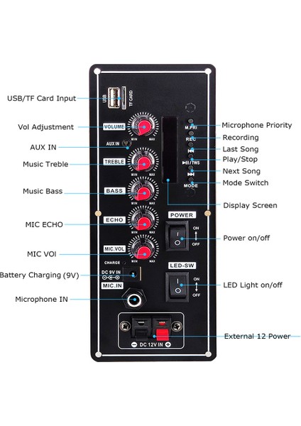 7.4V Amplifikatör Kurulu Kare Dans 2X10W Hoparlör Amplifikatör Desteği Bluetooth Aux U-Disk 5-8 Inç Hoparlör Dıy Ev Sineması (Yurt Dışından)